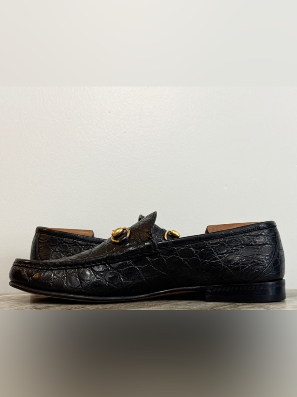 GUCCI 1953 CROCODILE LOAFERS BLACK HORSEBIT JORDAAN 12.5 / US  $4500 ALLIGATOR - Picture 6 of 11